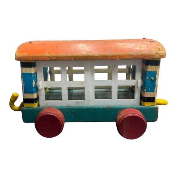 Vintage Fisher-Price Huffy Puffy Circus Train Cattle Car 1958 Wood Toy - Picture 5 of 8